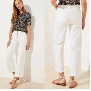 LOFT High Waist Wide Leg Crop Jeans Button Fly size 16